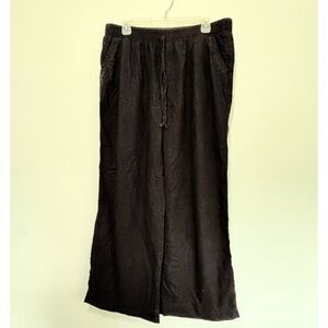 Briggs Womens Linen Blend Pant Size XL Black Minimalist Coastal Capsule Beach